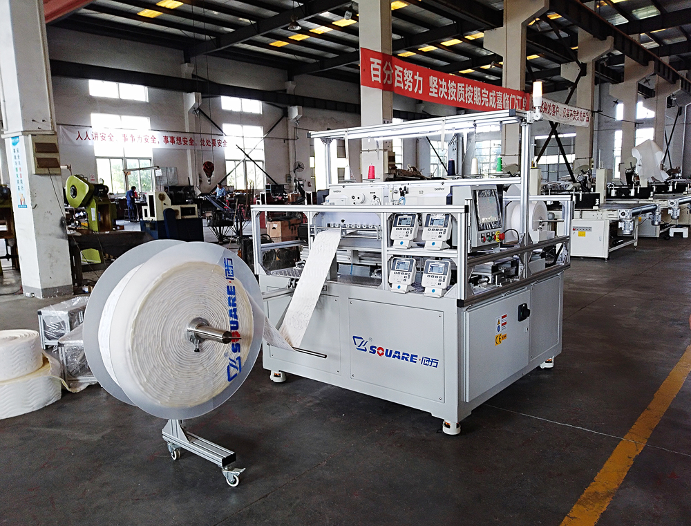 four heads tack and jump mattress border side stitching machine