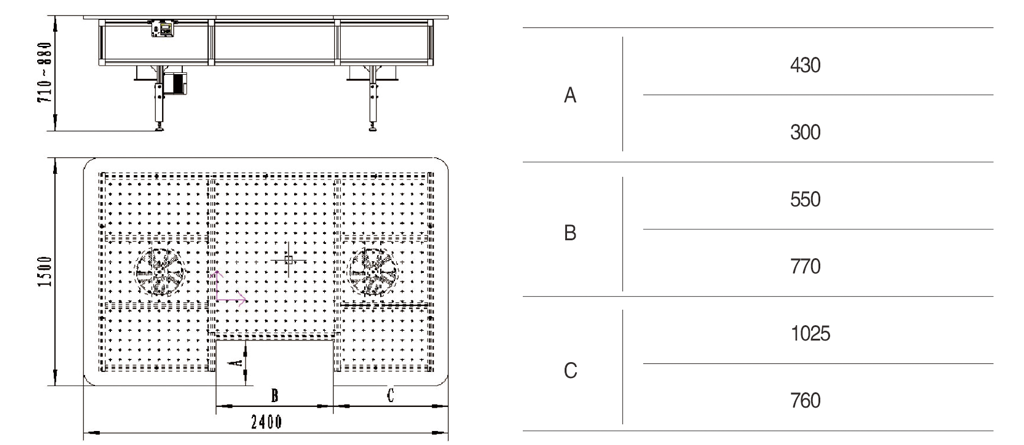 WCQT pneumatic floatation table diagram